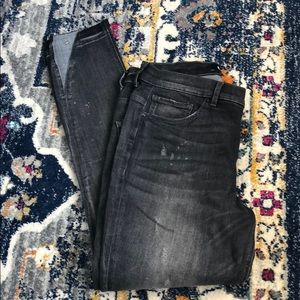 LONG Express black distressed wash denim